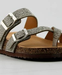 Link Berk 03K Little Girls Rhinestone Embellished Cross Band Sandals