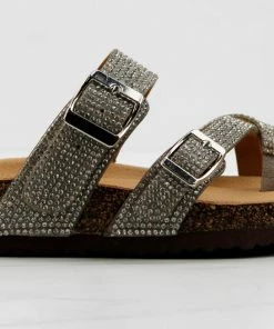 Link Berk 03K Little Girls Rhinestone Embellished Cross Band Sandals