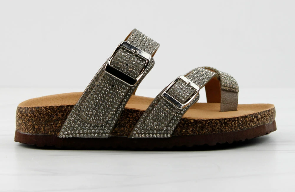 Link Berk 03K Little Girls Rhinestone Embellished Cross Band Sandals 2 Link Berk 03K Little Girls Rhinestone Embellished Cross Band Sandals