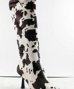 Mixxshuzz BETSY Cow Print MidHeeled Knee High Boots