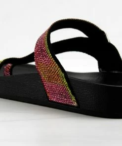 Forever Women's Beyond 9 Womens Rhinestone Cross Band Platform Sandals