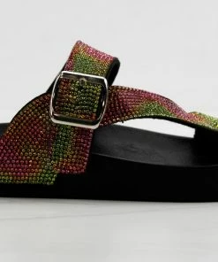 Forever Women's Beyond 9 Womens Rhinestone Cross Band Platform Sandals