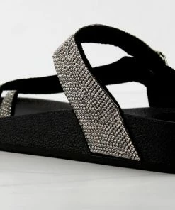 Forever Women's Beyond 9 Womens Rhinestone Cross Band Platform Sandals