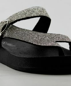 Forever Women's Beyond 9 Womens Rhinestone Cross Band Platform Sandals