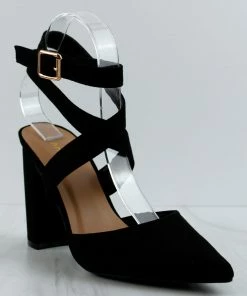 Bamboo Women's Bellflower-51 Womens Ankle Strap W/ Open Back Pumps