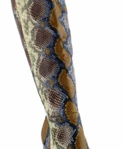 Bamboo Bellflower 41 Women's Chunky Snake Skin Heel Boots
