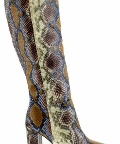 Bamboo Bellflower 41 Women's Chunky Snake Skin Heel Boots