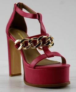 Lemonade Women's Belma Womens Platform Chain Embellished Strappy Pumps