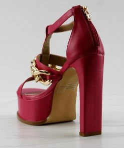 Lemonade Women's Belma Womens Platform Chain Embellished Strappy Pumps