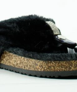 Forever Women's Benefit 12 Womens Faux Fur Lined Thong Slides