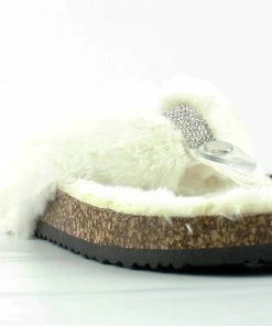 Forever Women's Benefit 12 Womens Faux Fur Lined Thong Slides