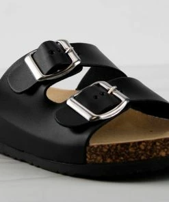 Forever Women's Berk 11 Womens Double Buckle Embellished Cork Sole Slip On Sandals