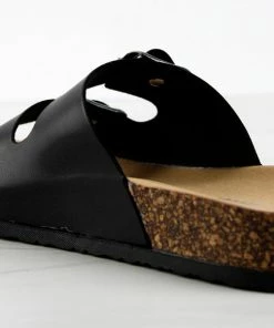 Forever Women's Berk 11 Womens Double Buckle Embellished Cork Sole Slip On Sandals