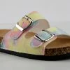 Forever Berk 14 Womens Double Buckle Embellished Cork Sole Slip On Sandals