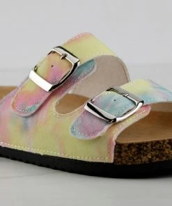 Forever Berk 14 Womens Double Buckle Embellished Cork Sole Slip On Sandals