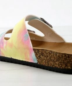 Forever Berk 14 Womens Double Buckle Embellished Cork Sole Slip On Sandals