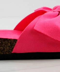 Link Girl's Berk 24K Little Girls Faux Suede Bow Embellished Cork Sole Slip On Sandals