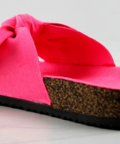 Link Girl's Berk 24K Little Girls Faux Suede Bow Embellished Cork Sole Slip On Sandals