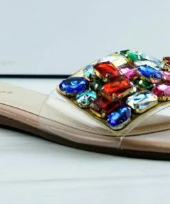 Bamboo Best-20 Womens Multi Stone One Band Slides Women's