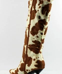Mixxshuzz BETSY Cow Print MidHeeled Knee High Boots