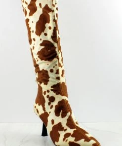 Mixxshuzz BETSY Cow Print MidHeeled Knee High Boots