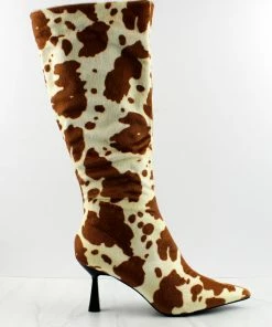 Mixxshuzz BETSY Cow Print MidHeeled Knee High Boots