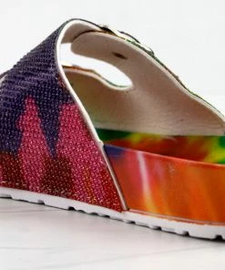 Forever Women's Beyond 6 Womens Rhinestone Embellished Multi Tone Sole Platform Sandals