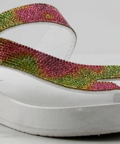 Forever Women's Beyond 9 Womens Rhinestone Cross Band Platform Sandals