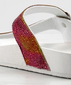 Forever Women's Beyond 9 Womens Rhinestone Cross Band Platform Sandals