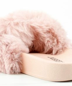 Lemonade Biselle Women's Faux Fur Slip On Slides