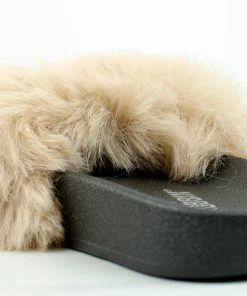 Lemonade Biselle Women's Faux Fur Slip On Slides