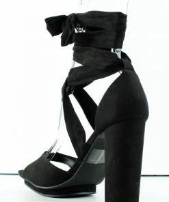 Wild Diva Blissa 02 Womens Block Heel Lace Up Square Toe Sandals