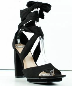 Wild Diva Blissa 02 Womens Block Heel Lace Up Square Toe Sandals