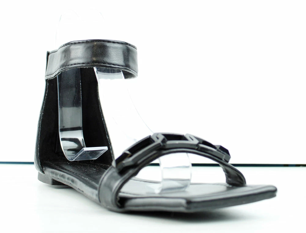 Bamboo Block 73 Womens Square Toe Chain Strap Flat Sandals Women's 1 Bamboo Block 73 Womens Square Toe Chain Strap Flat Sandals Women's