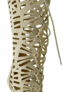 Forever BLOSSOM 16 Womens Cut Out Lace Up Zipper Gladiator High Heels