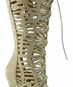Forever BLOSSOM 16 Womens Cut Out Lace Up Zipper Gladiator High Heels