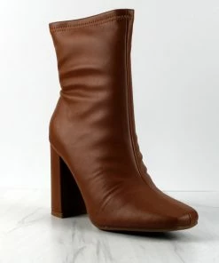 Top Moda Bruno-1 Womens Block Heeled Pointed Toe Ankle Boots