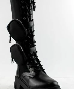 Nature Breeze COMPACT-03 HI Womans Knee High Double Pouch Combat Boots 9 Nature Breeze COMPACT-03 HI Womans Knee High Double Pouch Combat Boots