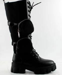 Nature Breeze COMPACT-03 HI Womans Knee High Double Pouch Combat Boots 10 Nature Breeze COMPACT-03 HI Womans Knee High Double Pouch Combat Boots