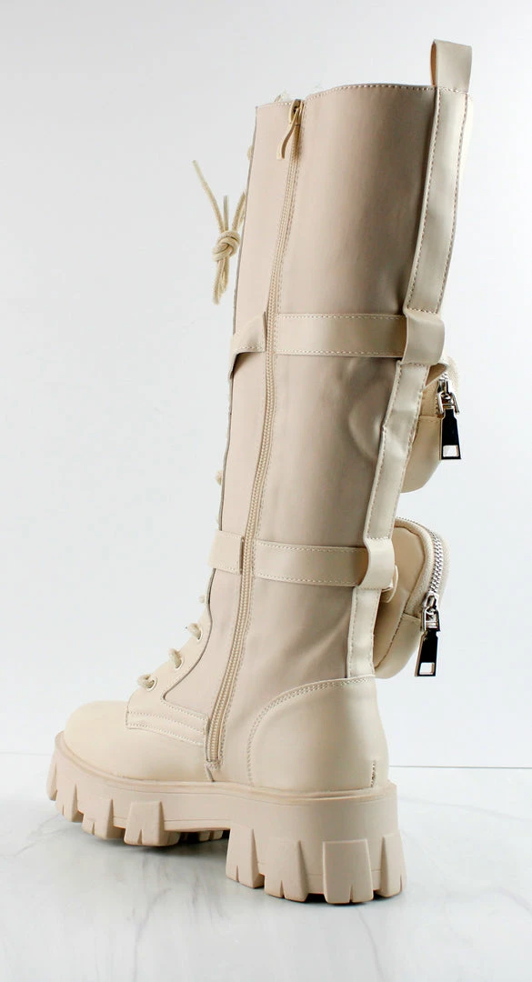 Nature Breeze COMPACT-03 HI Womans Knee High Double Pouch Combat Boots 3 Nature Breeze COMPACT-03 HI Womans Knee High Double Pouch Combat Boots