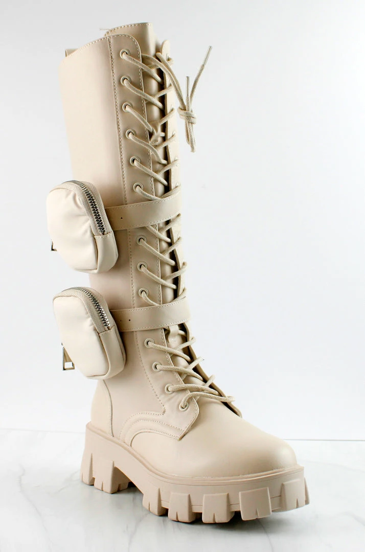 Nature Breeze COMPACT-03 HI Womans Knee High Double Pouch Combat Boots 1 Nature Breeze COMPACT-03 HI Womans Knee High Double Pouch Combat Boots