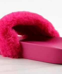 Top Moda Cab 36 Womens Faux Fur Slides With Rhinestone Band Women's