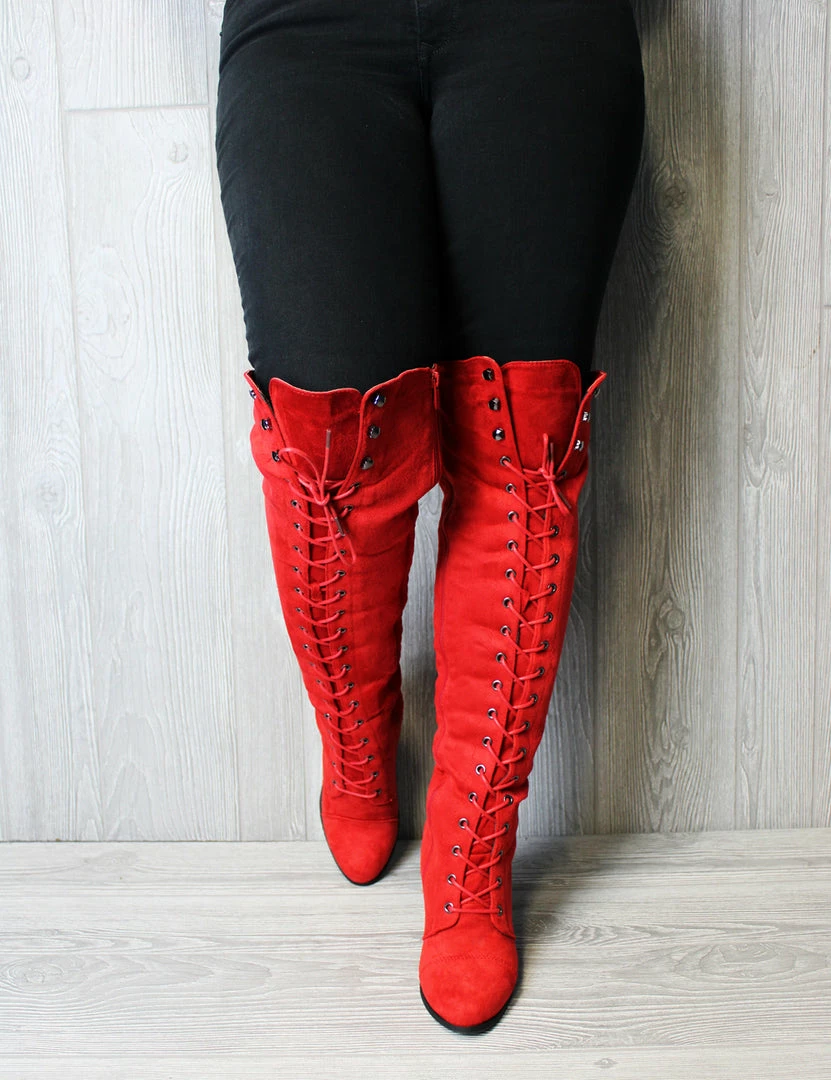 Forever Camila 48 Womens Lace Up Chunky Heel Thigh High Heeled Boots Women's 5 Forever Camila 48 Womens Lace Up Chunky Heel Thigh High Heeled Boots Women's