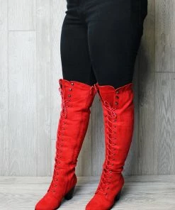 Forever Camila 48 Womens Lace Up Chunky Heel Thigh High Heeled Boots Women's