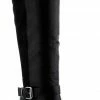 Top Moda Chapo 1 Womens Knee High Buckle Accent Zipper Closure Almond Toe Block Heeled Boots Women's
