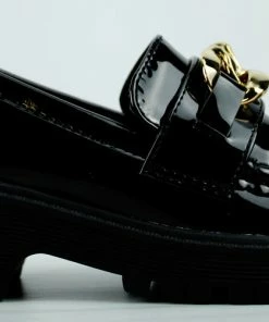 Forever Chief-63K Little Girls Platform Chain Accented Lug Sole Shoes