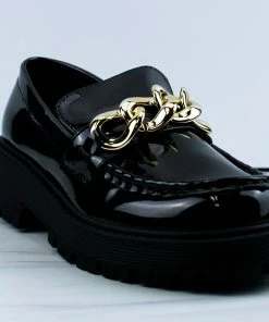 Forever Chief-63 Womens Platform Chain Accented Lug Sole Shoes