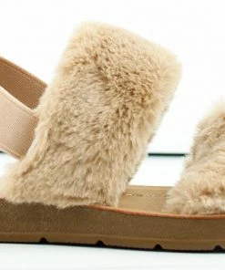 Lucky Top Chloe 1k Little Girls Double Faux Fur Band Flat Sandals Girl's