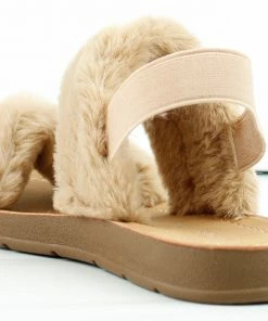 Lucky Top Chloe 1k Little Girls Double Faux Fur Band Flat Sandals Girl's