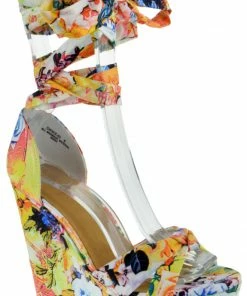 Bamboo Choice 63 Womens Floral Wrap High Heel Wedges Women's